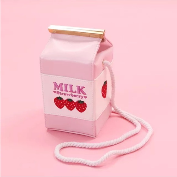 Dolls Kill Handbags - KAWAII STRAWBERRY MILK SHOULDER BAG 🍓